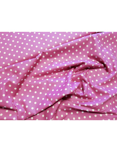 Popeline coton pois blancs