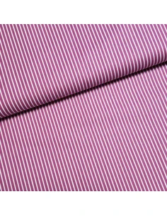 Tissu, Popeline de Coton Rayures, Mauve et Blanc, Laize 150 cm, 100% Coton 195g/m²