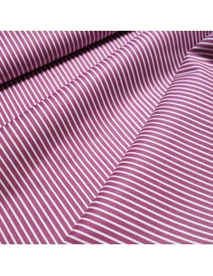 Tissu, Popeline de Coton Rayures, Mauve et Blanc, Laize 150 cm, 100% Coton 195g/m² 2