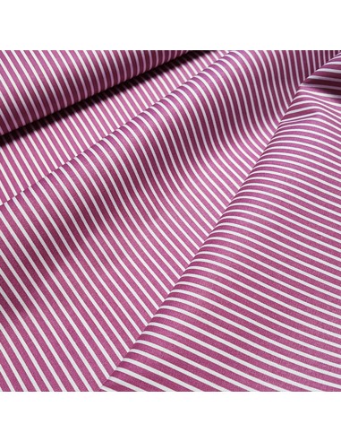 Tissu, Popeline de Coton Rayures, Mauve et Blanc, Laize 150 cm, 100% Coton 195g/m²