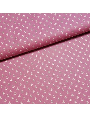 Tissu, Popeline de Coton Imprimé Ancres, Marine, Laize 150 cm, 100% Coton 195g/ml