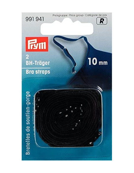 Bretelles de soutien-gorge, 10mm, noir