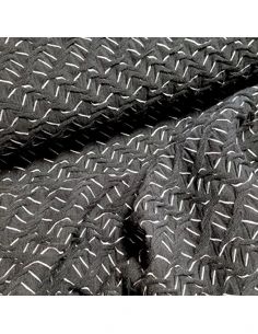 Tissu, Lainage Tressé, Noir et Blanc, Laize 150 cm, Mélange Polyester Lycra 2