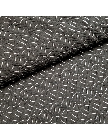 Tissu, Lainage Tressé, Noir et Blanc, Laize 150 cm, Mélange Polyester Lycra