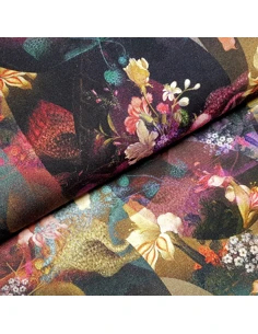Tissu, Jersey Fleuri, Imprimé Floral Multicolore, Laize 150 cm, Viscose Stretch