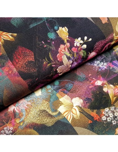 Tissu, Jersey Fleuri, Imprimé Floral Multicolore, Laize 150 cm, Viscose Stretch