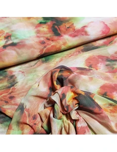 Tissu, Jersey Fleuri, Rose, Laize 150 cm, Polyester Stretch 2