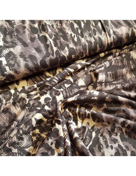 Tissu, Jersey Léopard, Couleurs Sombres, Laize 150 cm, Viscose Stretch