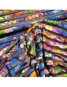 Tissu, Jersey Fleuri Grosse Maille, Multicolore, Laize 150 cm, Polyester Spandex 2