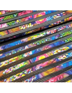Tissu, Jersey Fleuri Grosse Maille, Multicolore, Laize 150 cm, Polyester Spandex