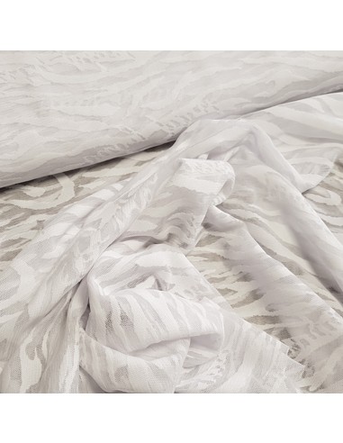 Tissu, Mousseline Dévorée, Blanc Pur, Laize 150 cm, 100% Polyester