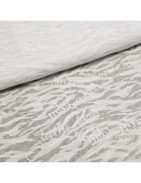 Tissu, Mousseline Dévorée, Blanc Pur, Laize 150 cm, 100% Polyester