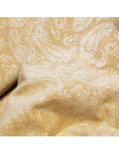 Tissu, Velours Milleraies Motif Cachemire, Moutarde, Laize 145 cm, 85% Polyester 12% Polyamide 3% Spandex