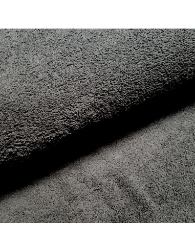 Tissu, Éponge de Coton Uni, Noir Intense, Laize 160 cm, 90% Coton 10% Polyester