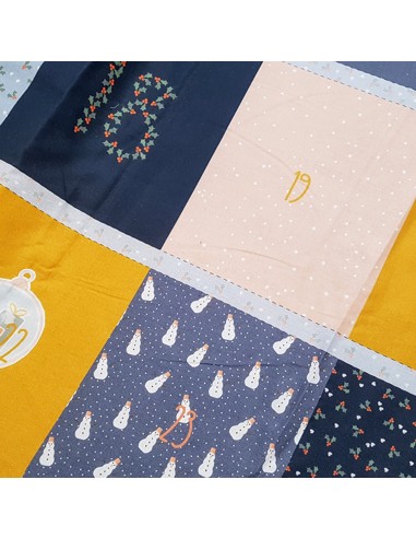 Tissu, Popeline de Coton Calendrier de l'Avent, Imprimé Multicolore, Laize 140 cm, 100% Coton Oeko-Tex