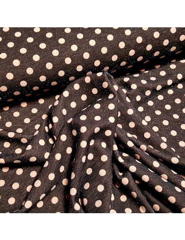 Tissu, Jersey Pois Lurex, Marron et Rose Brillant, Laize 150 cm, Polyester Stretch Lurex
