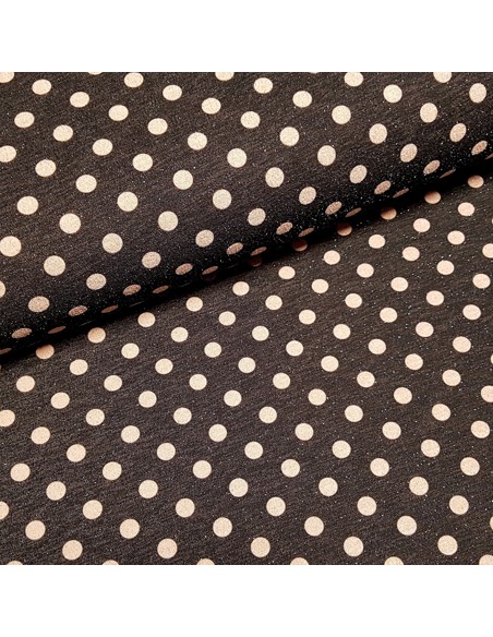 Tissu, Jersey Pois Lurex, Marron et Rose Brillant, Laize 150 cm, Polyester Stretch Lurex