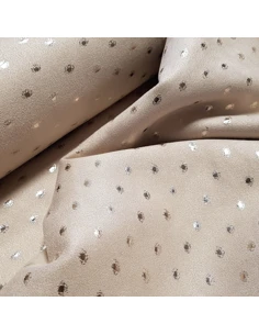 Tissu, Suédine Stretch Pois Brillants, Rose Pâle, Laize 150 cm, 95% Polyester 5% Spandex 2