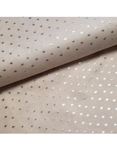 Tissu, Suédine Stretch Pois Brillants, Rose Pâle, Laize 150 cm, 95% Polyester 5% Spandex