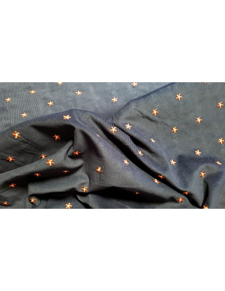 Velours milleraies fleurs brodées