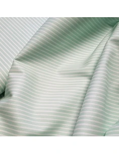 Tissu, Popeline de Coton Rayures, Vertes et Blanches, Laize 150 cm, 95% Coton 2
