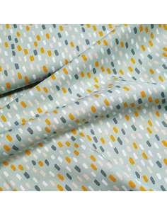 Tissu, Popeline de Coton, Empreintes Vert Pastel, Laize 150 cm, 100% Coton 128g/m² 2