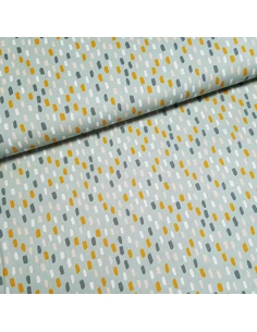 Tissu, Popeline de Coton, Empreintes Vert Pastel, Laize 150 cm, 100% Coton 128g/m²