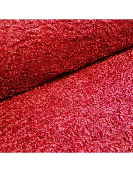 Tissu, Lainage Astracan, Rouge Bordeaux, Laize 150 cm, 100% Polyester