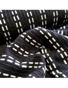 Tissu, Lainage, Rayures Blanches sur Fond Noir, Laize 140 cm, 100% Polyester 2