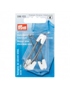 Épingles de sûreté bébé, 55mm, blanc