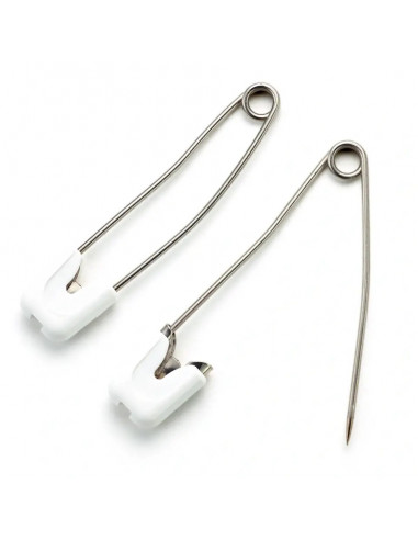 Épingles de sûreté bébé, 55mm, blanc