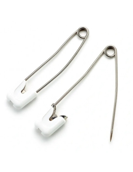 Épingles de sûreté bébé, 55mm, blanc