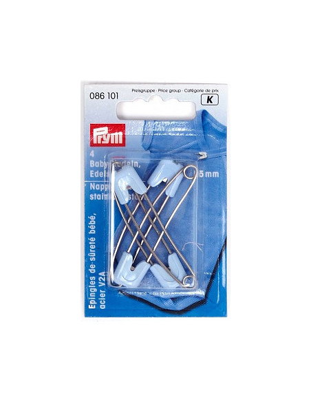 Épingles de sûreté bébé, 55mm, bleu clair