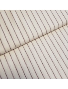 Tissu, Bachette Piquée Rayures, Rouge Bleu Écru, Laize 150 cm, Polyester d'Ameublement