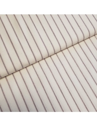 Tissu, Bachette Piquée Rayures, Rouge Bleu Écru, Laize 150 cm, Polyester d'Ameublement