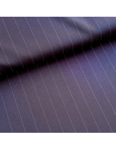Tissu, Tailleur Rayures Fines, Bleu Marine & Blanc, Laize 150 cm, Polyester Viscose Lycra