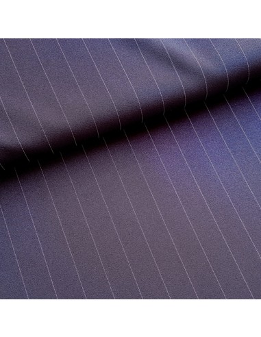 Tissu, Tailleur Rayures Fines, Bleu Marine & Blanc, Laize 150 cm, Polyester Viscose Lycra