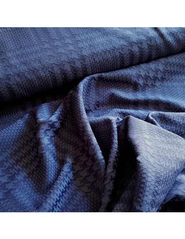 Tissu, Jacquard Stretch, Bleu Nuit, Laize 150 cm, Laine Polyamide Spandex