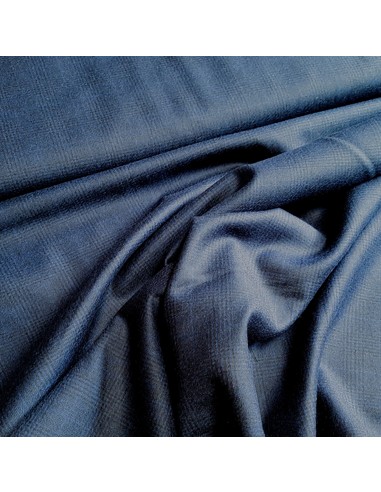 Tissu, Lainage Carreaux, Bleu Marine, Laize 145 cm, 100% Laine