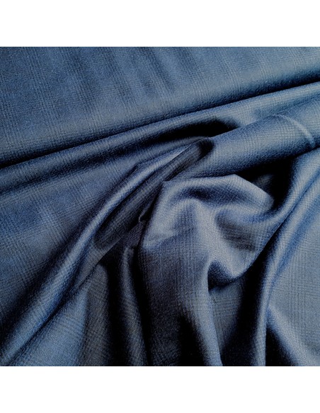 Tissu, Lainage Carreaux, Bleu Marine, Laize 145 cm, 100% Laine
