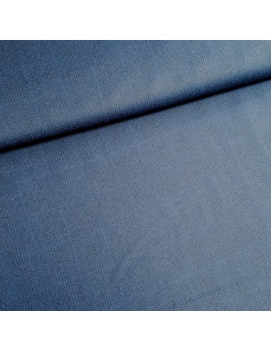 Tissu, Lainage Carreaux, Bleu Marine, Laize 145 cm, 100% Laine