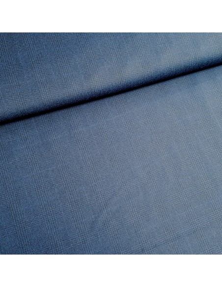 Tissu, Lainage Carreaux, Bleu Marine, Laize 145 cm, 100% Laine