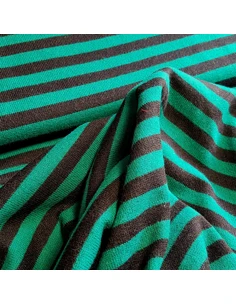 Tissu, Lainage Rayé, Noir et Vert, Laize 150 cm, 100% Polyester 2