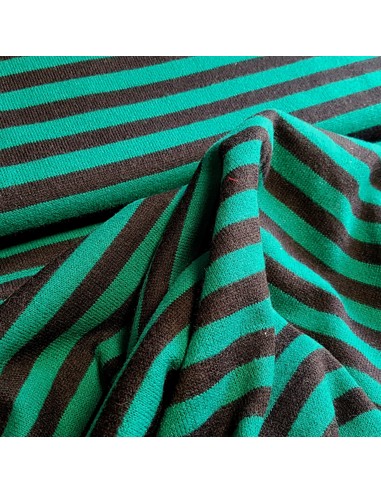 Tissu, Lainage Rayé, Noir et Vert, Laize 150 cm, 100% Polyester