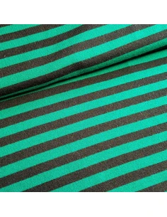 Tissu, Lainage Rayé, Noir et Vert, Laize 150 cm, 100% Polyester