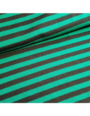 Tissu, Lainage Rayé, Noir et Vert, Laize 150 cm, 100% Polyester