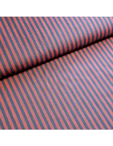 Tissu, Tailleur Rayures, Rouge et Bleu Marine, Laize 150 cm, 100% Polyester Fluide