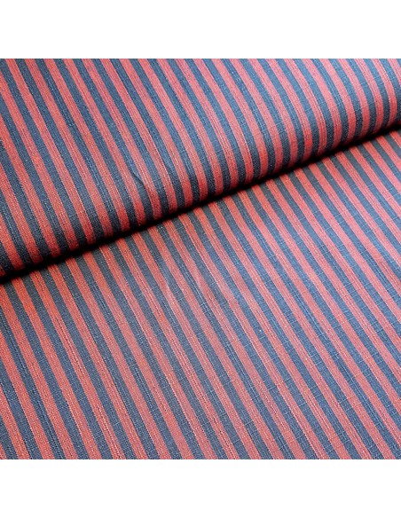 Tissu, Tailleur Rayures, Rouge et Bleu Marine, Laize 150 cm, 100% Polyester Fluide