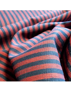 Tissu, Tailleur Rayures, Rouge et Bleu Marine, Laize 150 cm, 100% Polyester Fluide 2
