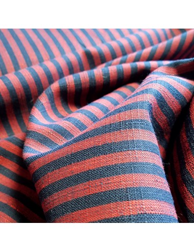 Tissu, Tailleur Rayures, Rouge et Bleu Marine, Laize 150 cm, 100% Polyester Fluide